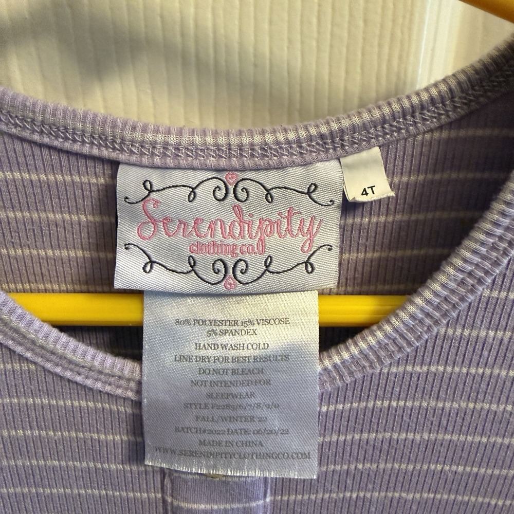 Serendipity Girls Purple Twirl Dress Long Sleeve Buttons Flowy Pockets Spring 4T - Picture 2 of 4